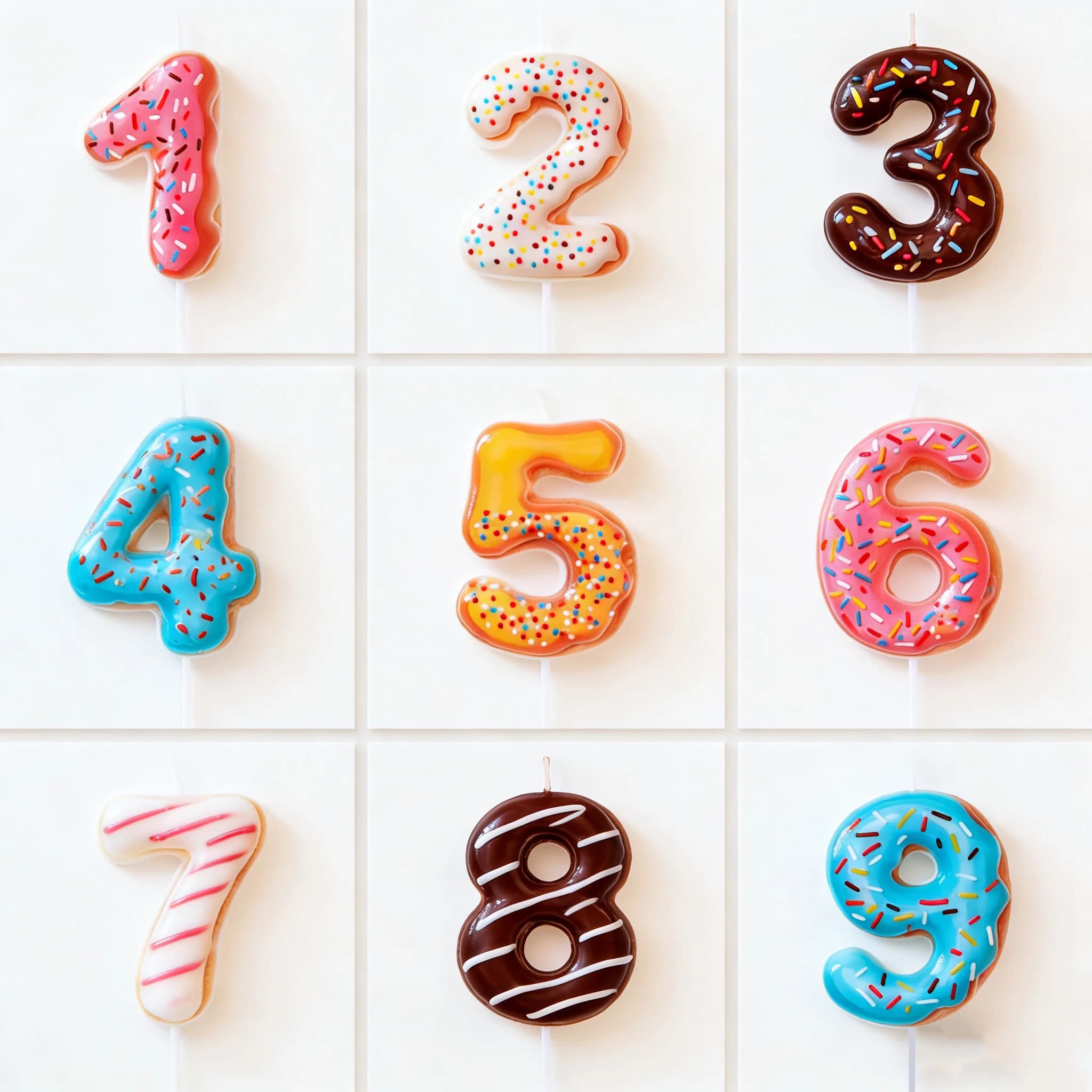 Bougie numérique Joyeux Anniversaire en forme de donut, décoration de gâteau créative et mignonne, fournitures de fête, décoration de gâteau