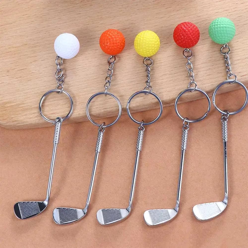Balle souvenir pour articles de sport, porte-clés en métal, pendentif boule de bijoux, mini raquette de golf, clé de balle de golf, cadeau de voiture
