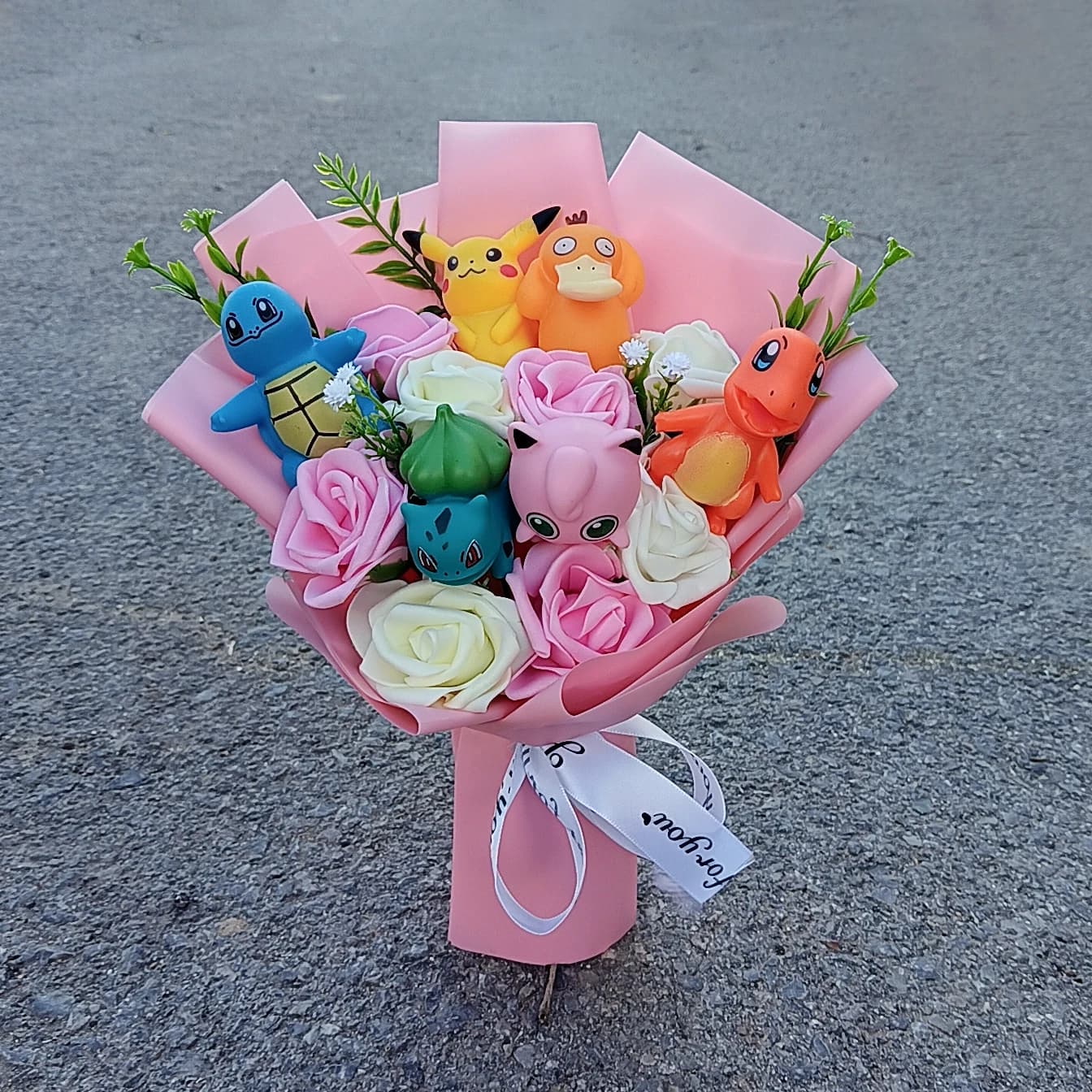 Bouquet Pokemon Gengar Charmander écureuil Bulbasaur Eevee Pikachu, cadeau d'anniversaire, de saint-valentin, de fête de noël