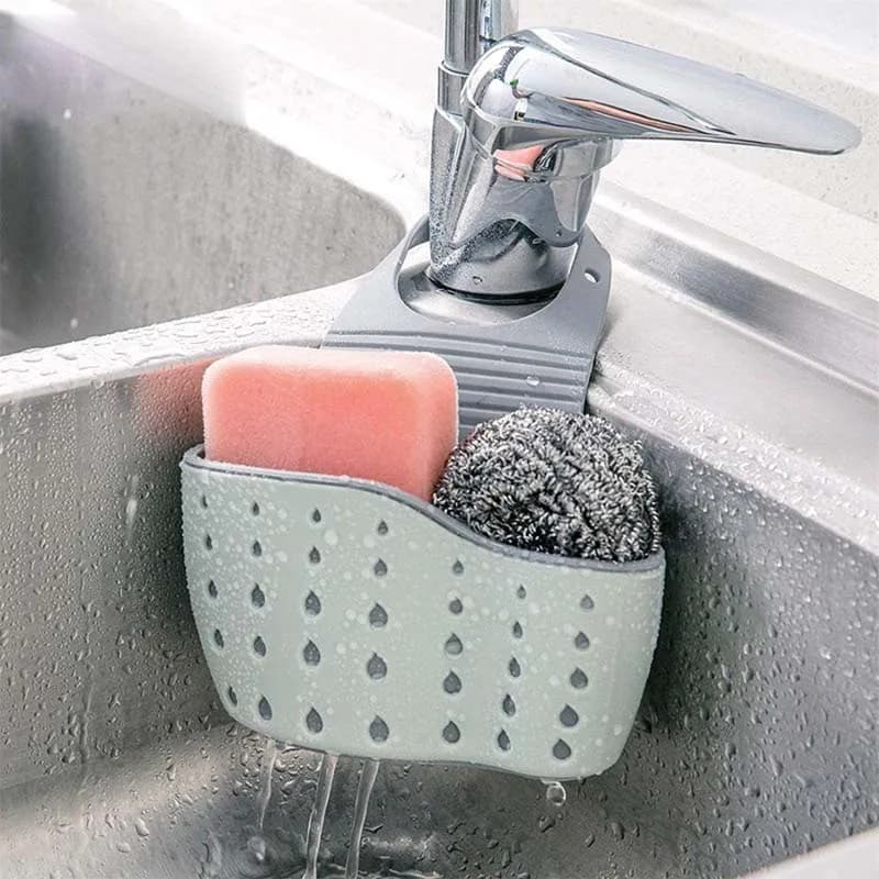 Panier suspendu de vidange d'évier, accessoires de cuisine réglables, sac d'évier en caoutchouc, étagère en éponge à savon, support de robinet pour salle de bains 1 pièce