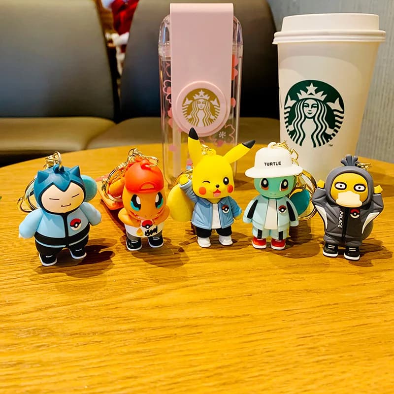 Porte-clés Pokemon figurines d'anime Pikachu, dessin animé, Charmander Psycanard, sac de mode, pendentif, accessoires, jouet, cadeau pour enfant