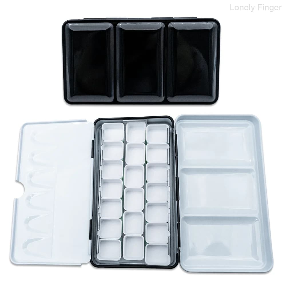 Boîte en métal pour palette d'aquarelle avec 14/20 demi-pans à coins arrondis, plateau de mélange de peinture artistique en métal pour la peinture à l'aquarelle