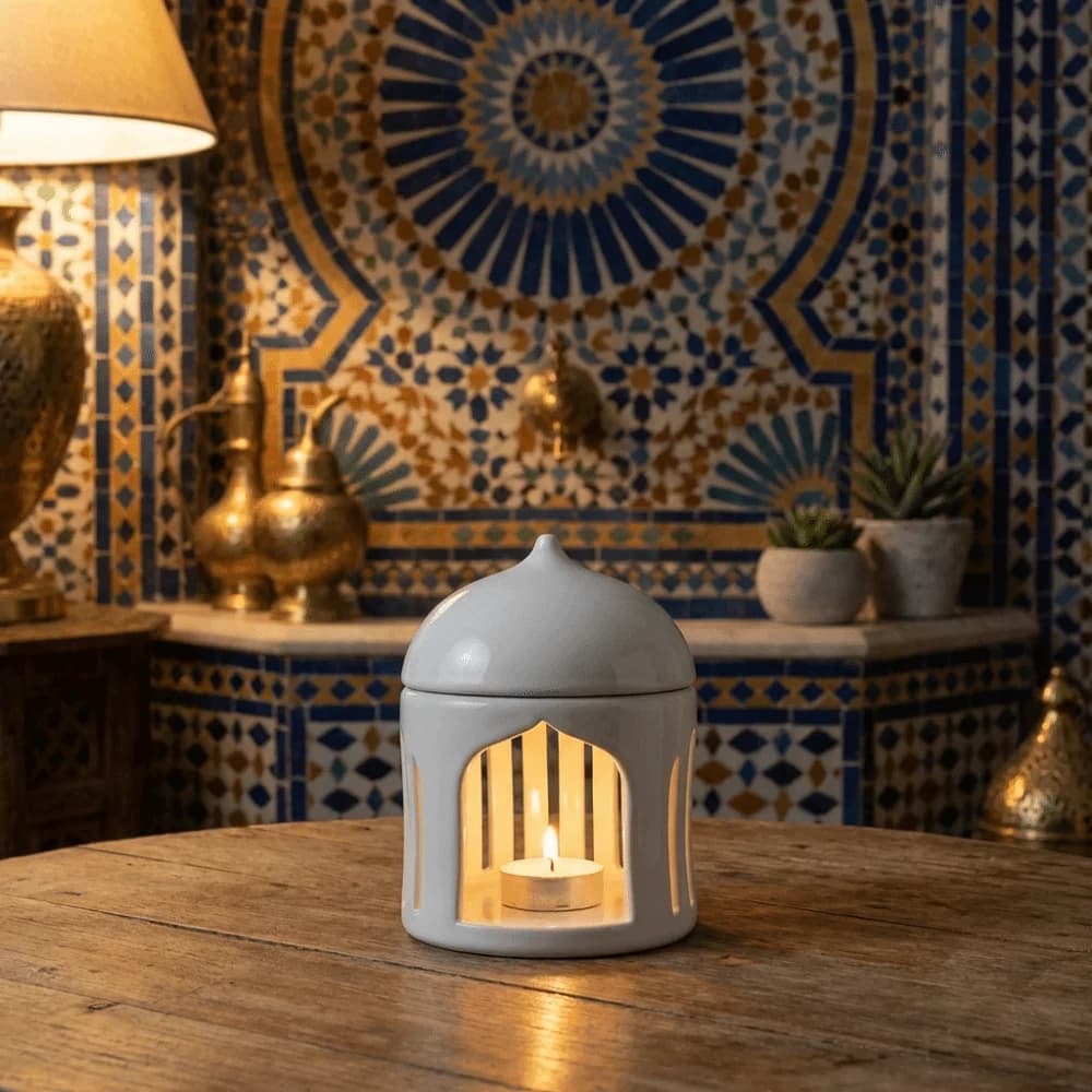 Support de bougie en céramique moderne, ethnique et exquis, base de bougie traditionnelle, bougeoir pour bougies chauffe-plat, idéal pour les festivals