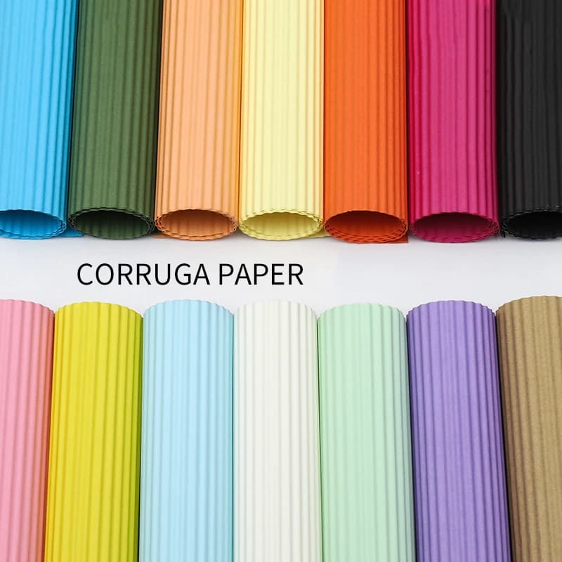 Papier ondulé monochrome pour emballage de fleurs, matériel d'emballage cadeau, papier artisanal pour magasin de fleurs, 20 pièces