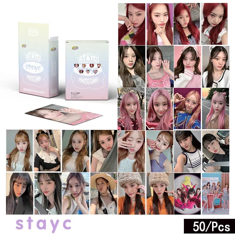 Carte Druo pour groupe de filles, carte photo imprimée, belle photo, cadeau de fan de fille, petite carte Kpop, nouvel album laser, 50 cartes par ensemble, Stayc