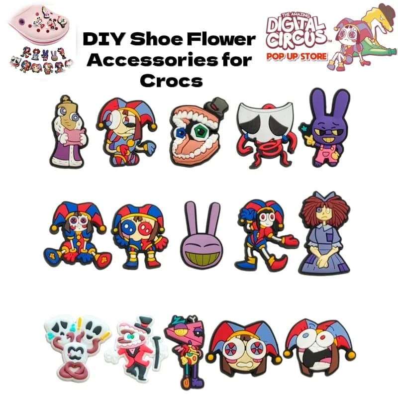 Accessoires pour sabots style dessin animé Cirque des Chiffres Magiques, breloques de chaussures DIY, boucles de chaussures détachables, accessoires amusants de clown