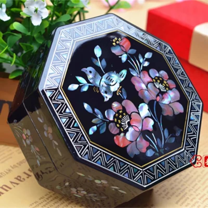 Pingyao – boîte à bijoux en laque polie, avec incrustation de coquille, conteneur cosmétique, boîte Rouge, organisateur de bracelets et de colliers