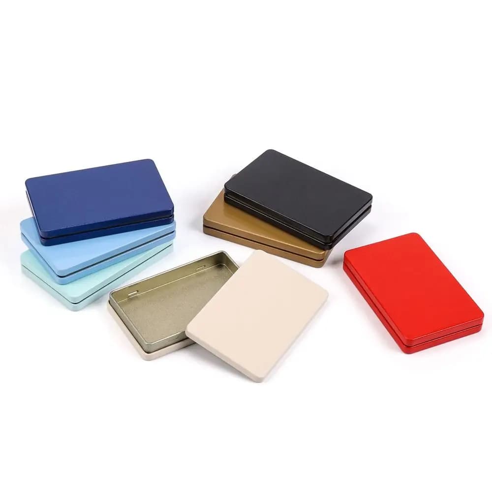 Boîte de rangement rectangulaire en fer blanc pour outils de beauté de voyage