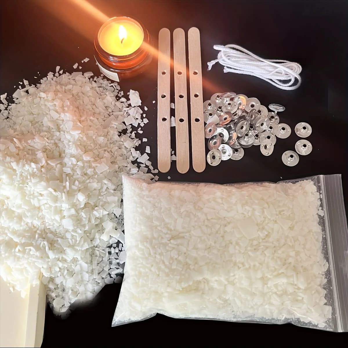 Kits de fabrication de bougies 100G, cire de soja, bricolage, matériel de bougie parfumée, bougie sans fumée, mèche métallique, bougeoirs