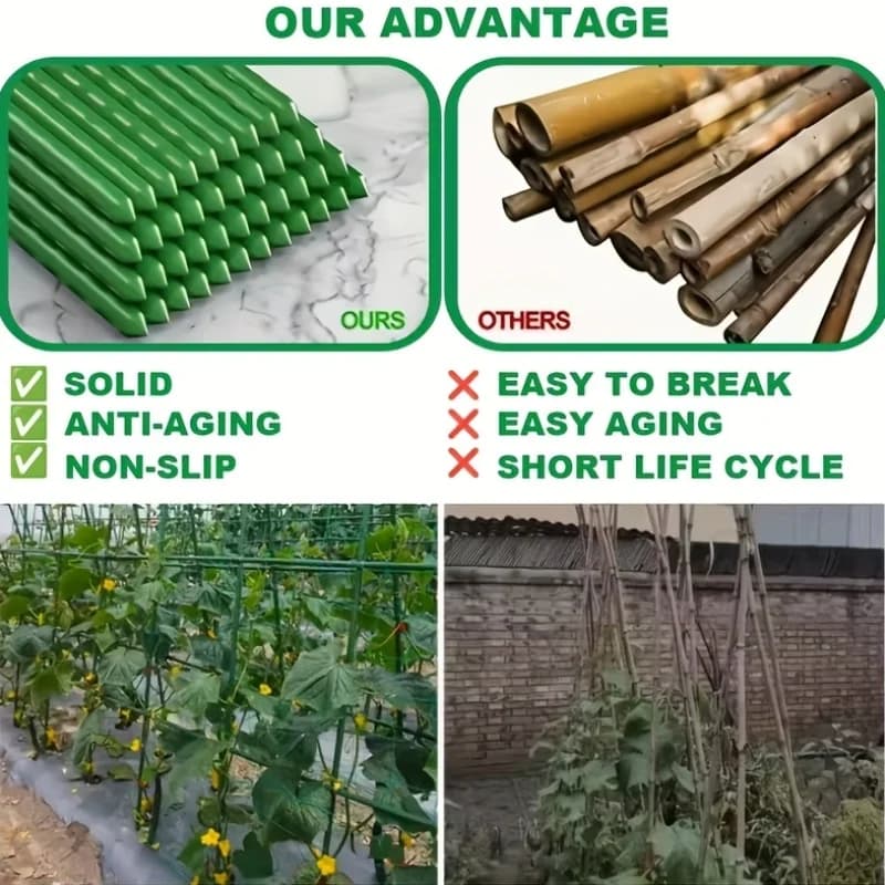 Un total de 64 accessoires pour supports de jardin (28 poteaux + 14 tuyaux de connexion + 18 boucles à ressort + 4 fourches en A) pour support de plantes et de fleurs H0983-57
