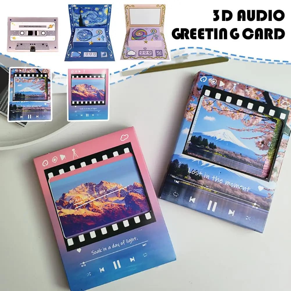 Carte audio pop-up 3D, carte de vœux enregistrable, puce vocale pour la Saint-Valentin, anniversaire, surprise, message enregistrable, cadeau romantique