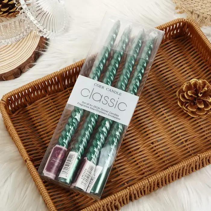 Bougies coniques à fil coloré, bougies longues romantiques pour mariage, anniversaire, décoration de