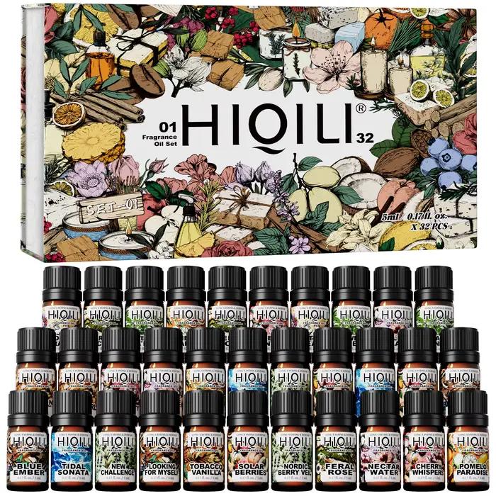 HIQILI 5ml, Coffret de 32 Huiles Parfumées, Cadeau de Fêtes pour Petite Amie, Parfum d'Ambiance, Dif