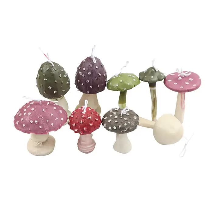 Moules en silicone en forme de champignons pour bougies DIY, champignons fantaisistes à pois, moule à bougie en cire de soja fait main, décorations pour la maison, cadeaux pour les amoureux de la natu