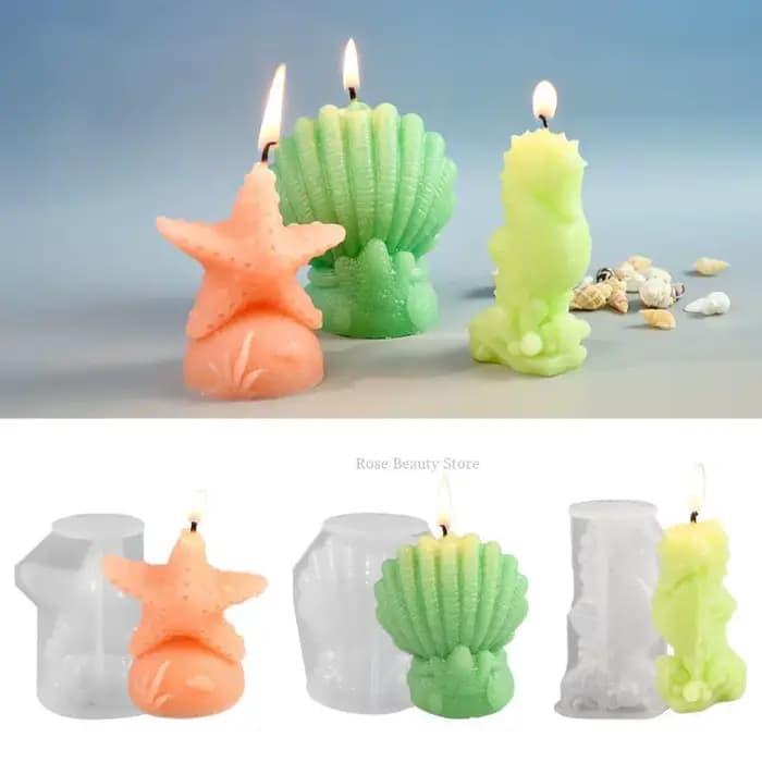Moule à bougie en silicone en forme d'étoile de mer pour aromathérapie, décoration de la maison, produits d'artisanat marin, coquille, bricolage