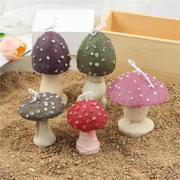 Moules en silicone en forme de champignons pour bougies DIY, champignons fantaisistes à pois, moule à bougie en cire de soja fait main, décorations pour la maison, cadeaux pour les amoureux de la natu