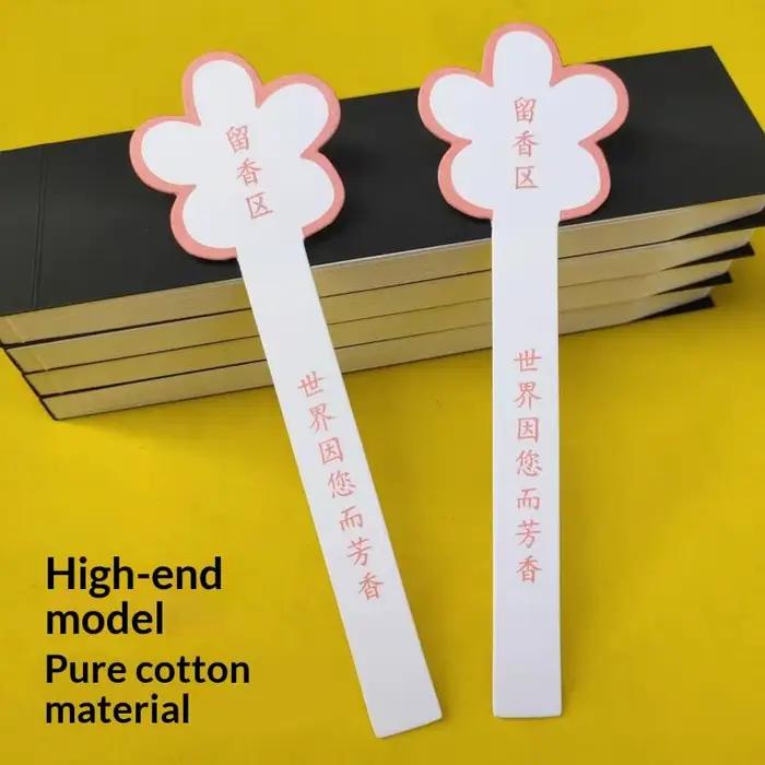 Bandes de test de parfum 10 feuilles, design floral, jetables, avec zone vierge pour les amateurs de fabrication de parfums
