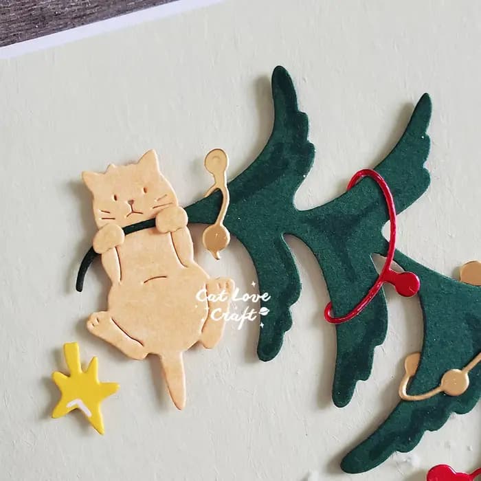 Catlove cadeaux d'arbre de noël chat matrices de découpe en métal Scrapbooking pochoir découpes fabrication de cartes bricolage artisanat gaufrage nouvelles matrices pour
