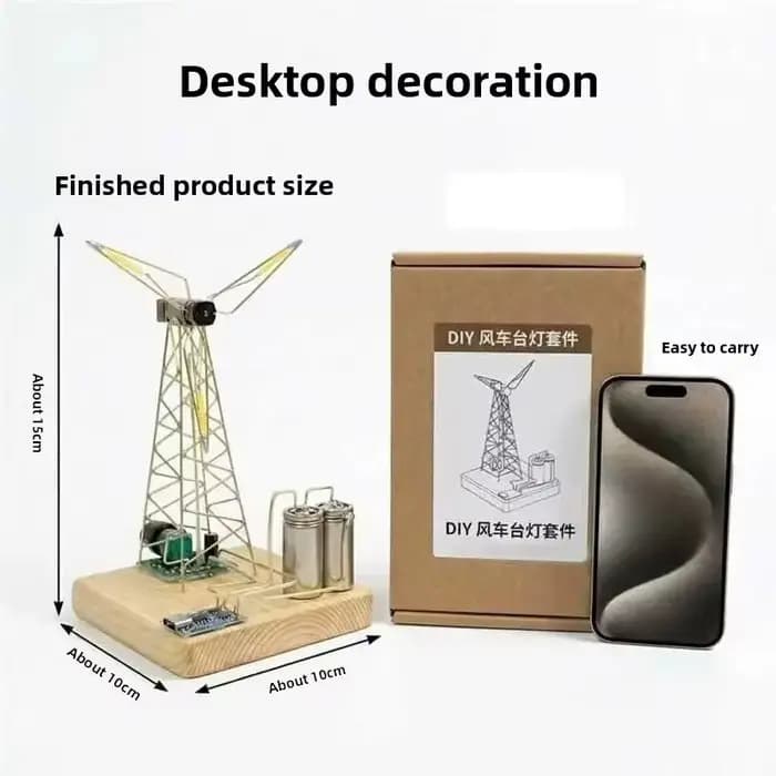 Kit de matériaux pour éolienne lumineuse DIY, décoration de bureau, ornements lumineux, cadeaux super atmosphériques et amusants