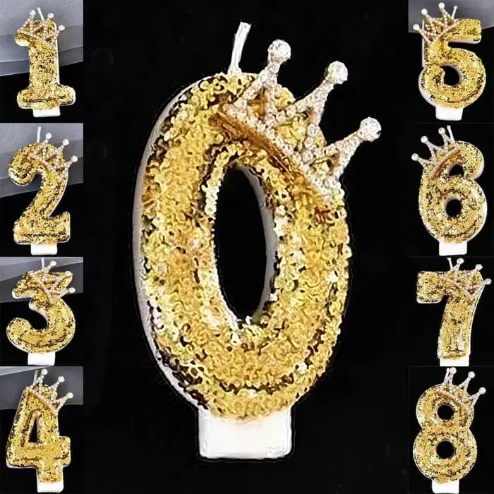 Bougie numérique d'anniversaire Couronne - Décoration de gâteau sans fumée pour fête romantique adulte, idées tendance pour influenceurs