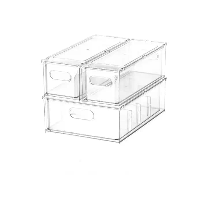 Pour la vente en gros de haute qualité divers modèles bacs de congélateur ensemble nouveau Style empilable réfrigérateur tiroir boîte de rangement organisateur alimentaire