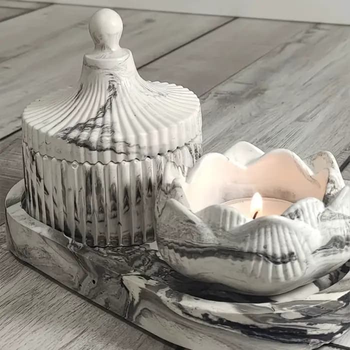 Bougeoir Lotus 3 pièces, moule de rangement en Silicone, résine époxy, plâtre fait à la main, ciment, artisanat, décoration de la maison, fournitures de fabrication