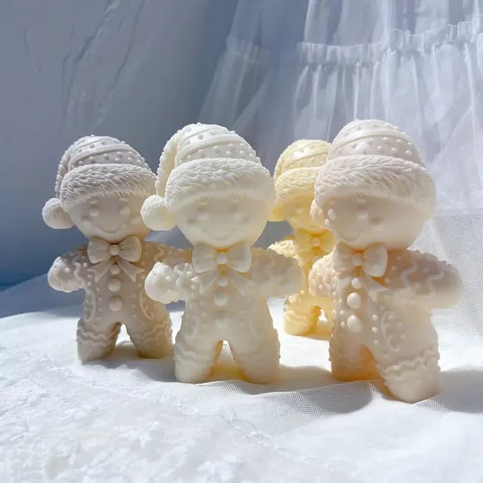 Moule à bougie en silicone pour bonhomme en pain d'épice, conception de Noël, ornements de Noël, moule d'avertissement de soja, décor de Noël