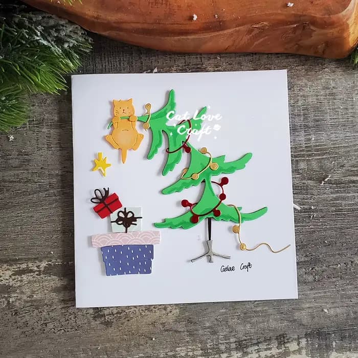 Catlove cadeaux d'arbre de noël chat matrices de découpe en métal Scrapbooking pochoir découpes fabrication de cartes bricolage artisanat gaufrage nouvelles matrices pour