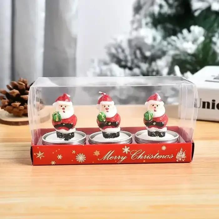 Bougie de Noël bonhomme en pain d'épice bonhomme de neige créatif, coffret cadeau d'aromathérapie, décoration de la maison, cadeaux d'anniversaire, 3 pièces