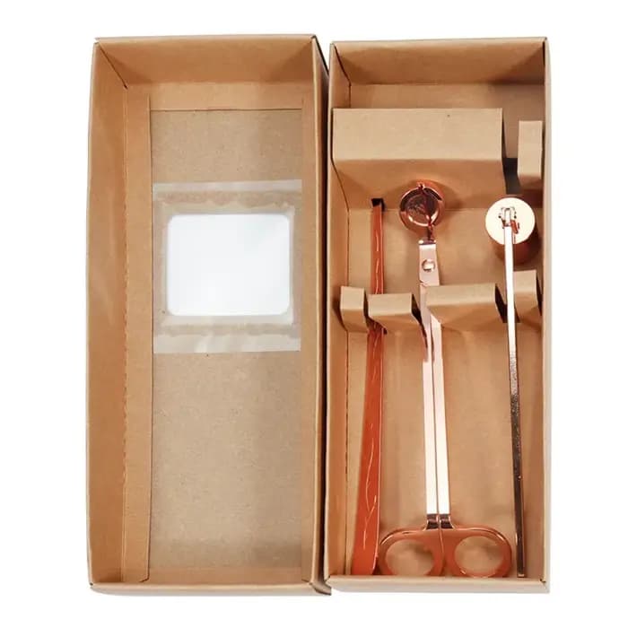Kit d'accessoires de bougie en acier inoxydable avec boîte cadeau, coupe-mèche, éteignoir, diffuseur, ensemble d'entretien, bricolage, fournitures d'amoureux, 3 en 1