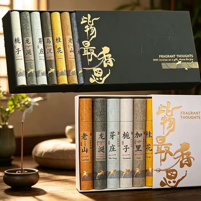 Coffret Cadeau d'Encens Parfumé Haut de Gamme - 12 Parfums pour la Relaxation Intérieure, le Soulagement du Stress, la Cérémonie du Thé Zen et l'Aromathérapie Longue Durée