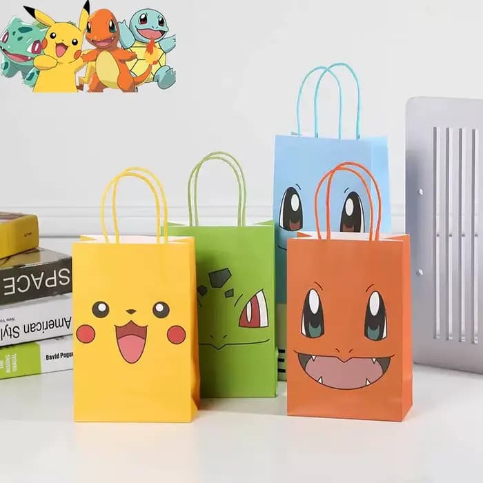 Sac cadeau en papier Pokemon Pikachu, emballage de bonbons de dessin animé pour fête, Festival, anniversaire, fournitures pour événements, jouets, loisirs