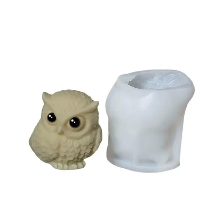 Moule à bougie aromatique hibou, en Silicone, fait à la main, pour Halloween, animaux, bricolage