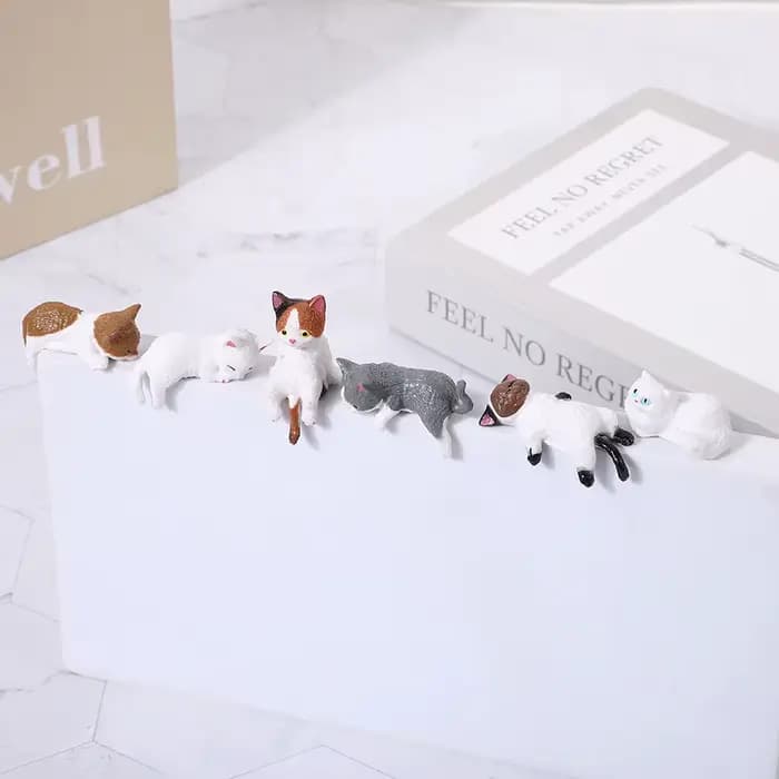 Petite statue de chat, étagère, table, ornements d'animaux miniatures, cadeaux de bureau, figurine artisanale 3D, décorations de moniteur d'ordinateur, décoration