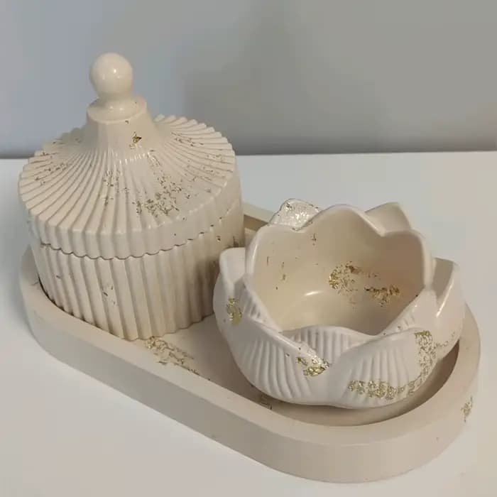 Bougeoir Lotus 3 pièces, moule de rangement en Silicone, résine époxy, plâtre fait à la main, ciment, artisanat, décoration de la maison, fournitures de fabrication
