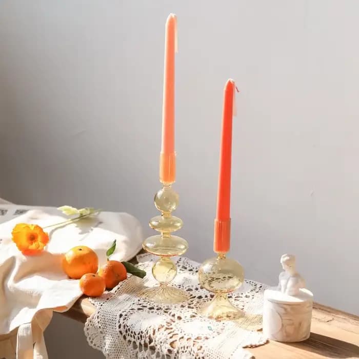 Bougeoir en verre décoratif, bougeoirs modernes, décor pour table, salle à manger, vase à fleurs sèches