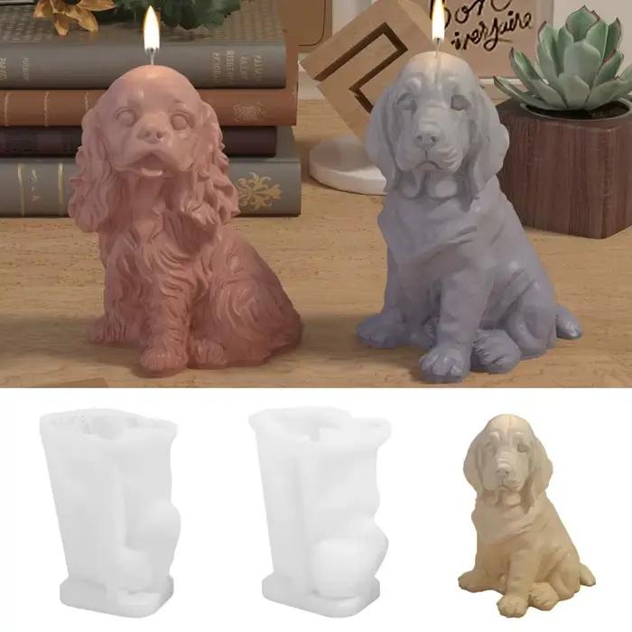 Moule en Silicone pour bougie de chien, bricolage, Animal 3D mignon, bougie d'aromathérapie, moule en résine, fabrication de décorations de Table cadeaux mignonnes