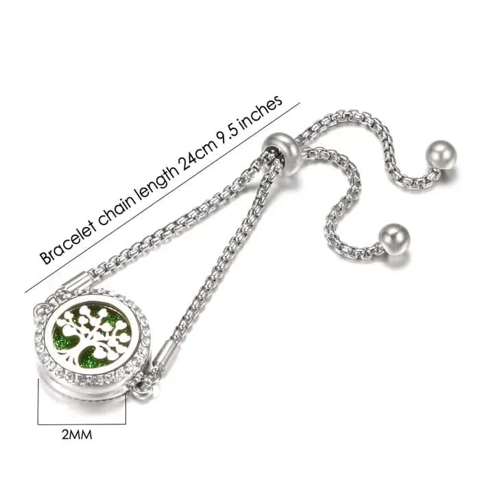 Bracelet d'Aromathérapie avec Médaillon Diffuseur d'Arbre de Vie, Réglable, sexuellement, Huile Essentielle, Clip Magnétique, pour Femme