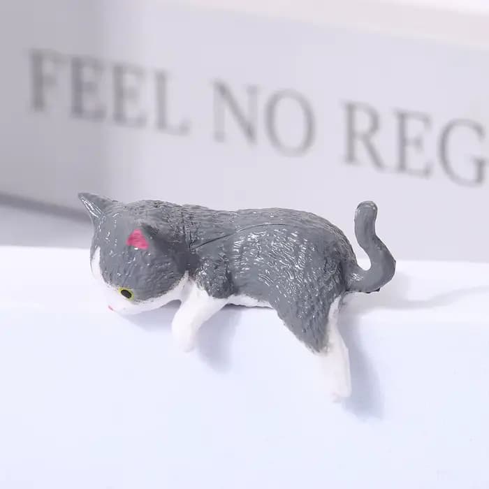 Petite statue de chat, étagère, table, ornements d'animaux miniatures, cadeaux de bureau, figurine artisanale 3D, décorations de moniteur d'ordinateur, décoration