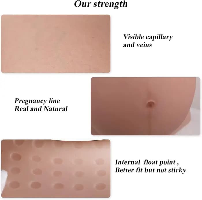 Version améliorée : Faux ventre de femme enceinte en silicone, pour grossesse factice, accouchement, photographie, accessoires de performance pour acteurs
