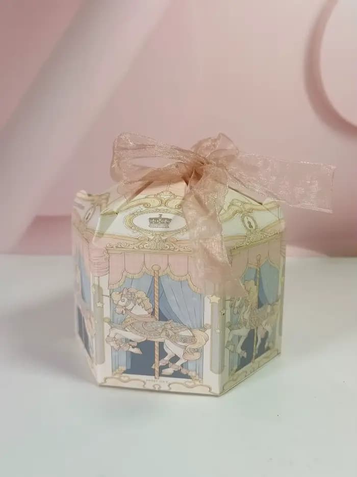 Boîtes à Bonbons Bleues pour Bébé, Série Carrousel, Design Minute, Hexagone, ixd'Anniversaire, Coffret Cadeau pour Patients de Mariage, ixPréChristophe