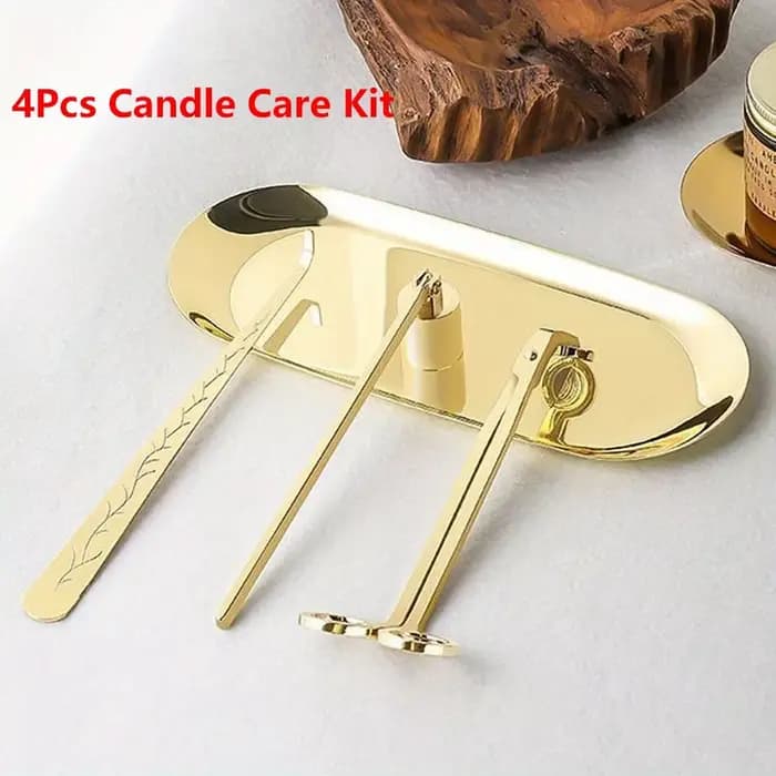 Kit de soins de bougies de luxe en acier inoxydable, coupe-mèche, ciseaux, crochets d'extincteur, outil de bougies, ensemble d'accessoires de bougies, 4 pièces/ensemble