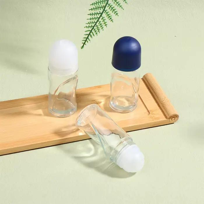 Bouteilles à roulettes en verre transparent 50ml, Extra Large, bouteille d'huile de parfum, Gel Anti-transpiration sous les bras, Test d'échantillon d'huile essentielle