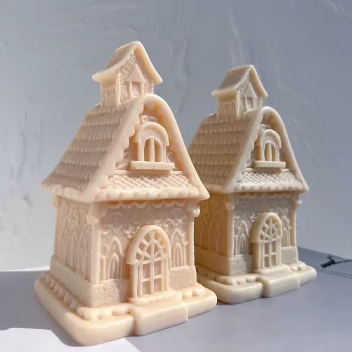 Moule en silicone pour maison en pain d'épice, plâtre, gypse, maison victorienne de Noël, bougie, glaçage, manoir, moule en silicone