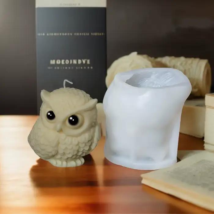Moule à bougie aromatique hibou, en Silicone, fait à la main, pour Halloween, animaux, bricolage