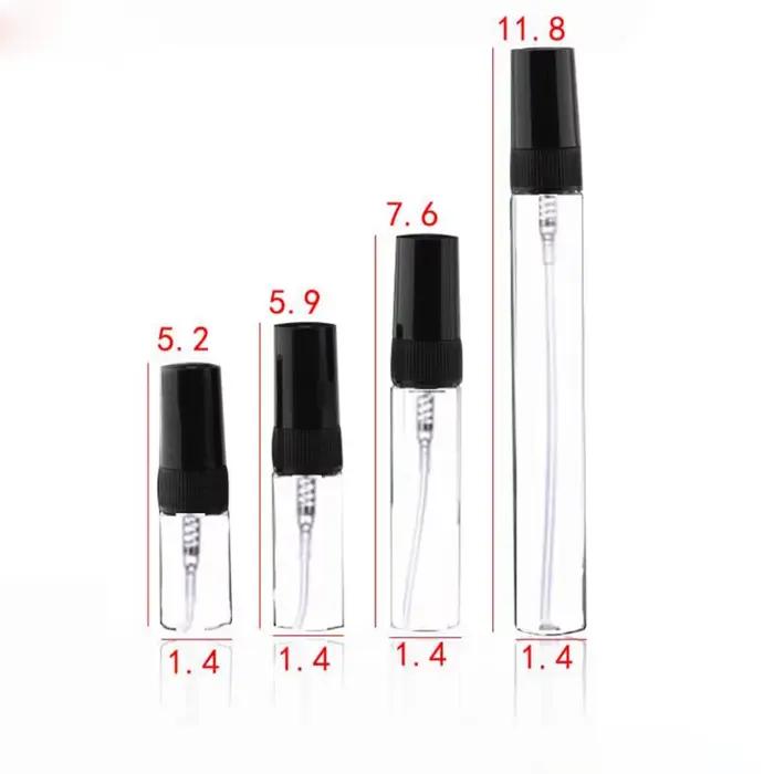 Bouteille de pulvérisation de brume noire 2ml 3ml 5ml 10ml, bouteille à pompe de pulvérisation, bouteille de parfum en verre rechargeable de voyage avec pulvérisateur