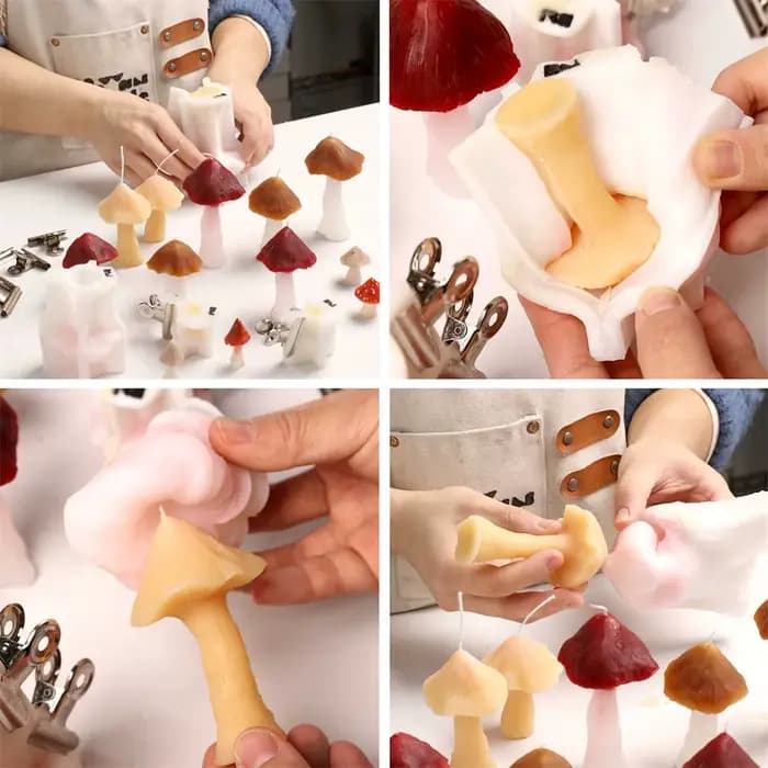 Moules en silicone en forme de champignon pour bougies, fabrication artisanale de bougies en cire de soja, décorations pour la maison