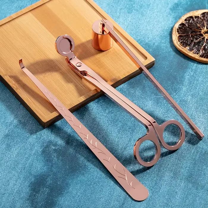 Kit d'accessoires de bougie en acier inoxydable avec boîte cadeau, coupe-mèche, éteignoir, diffuseur, ensemble d'entretien, bricolage, fournitures d'amoureux, 3 en 1