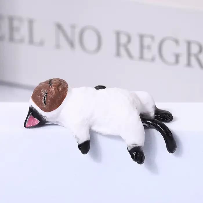 Petite statue de chat, étagère, table, ornements d'animaux miniatures, cadeaux de bureau, figurine artisanale 3D, décorations de moniteur d'ordinateur, décoration