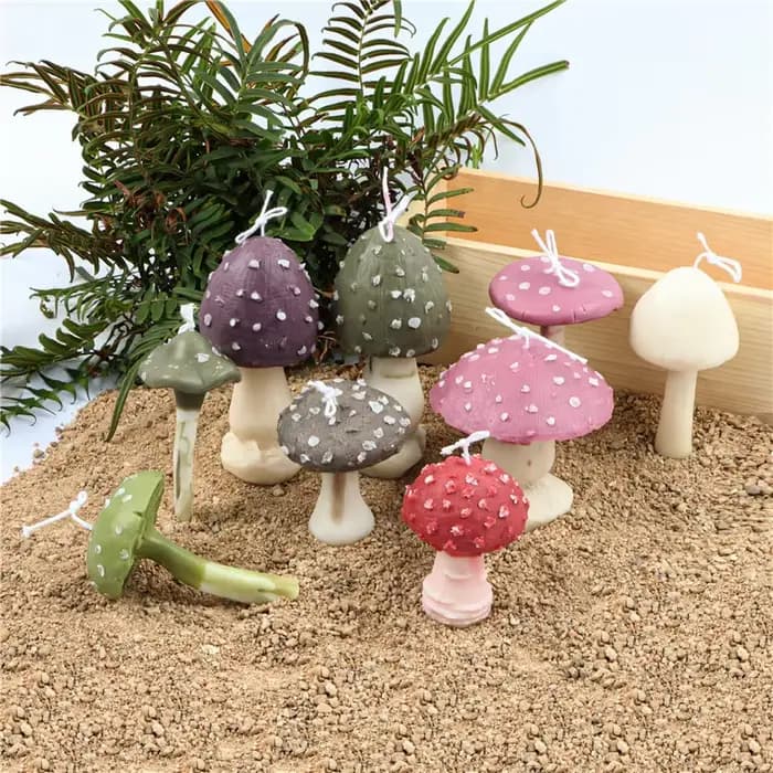 Moules en silicone en forme de champignons pour bougies DIY, champignons fantaisistes à pois, moule à bougie en cire de soja fait main, décorations pour la maison, cadeaux pour les amoureux de la natu